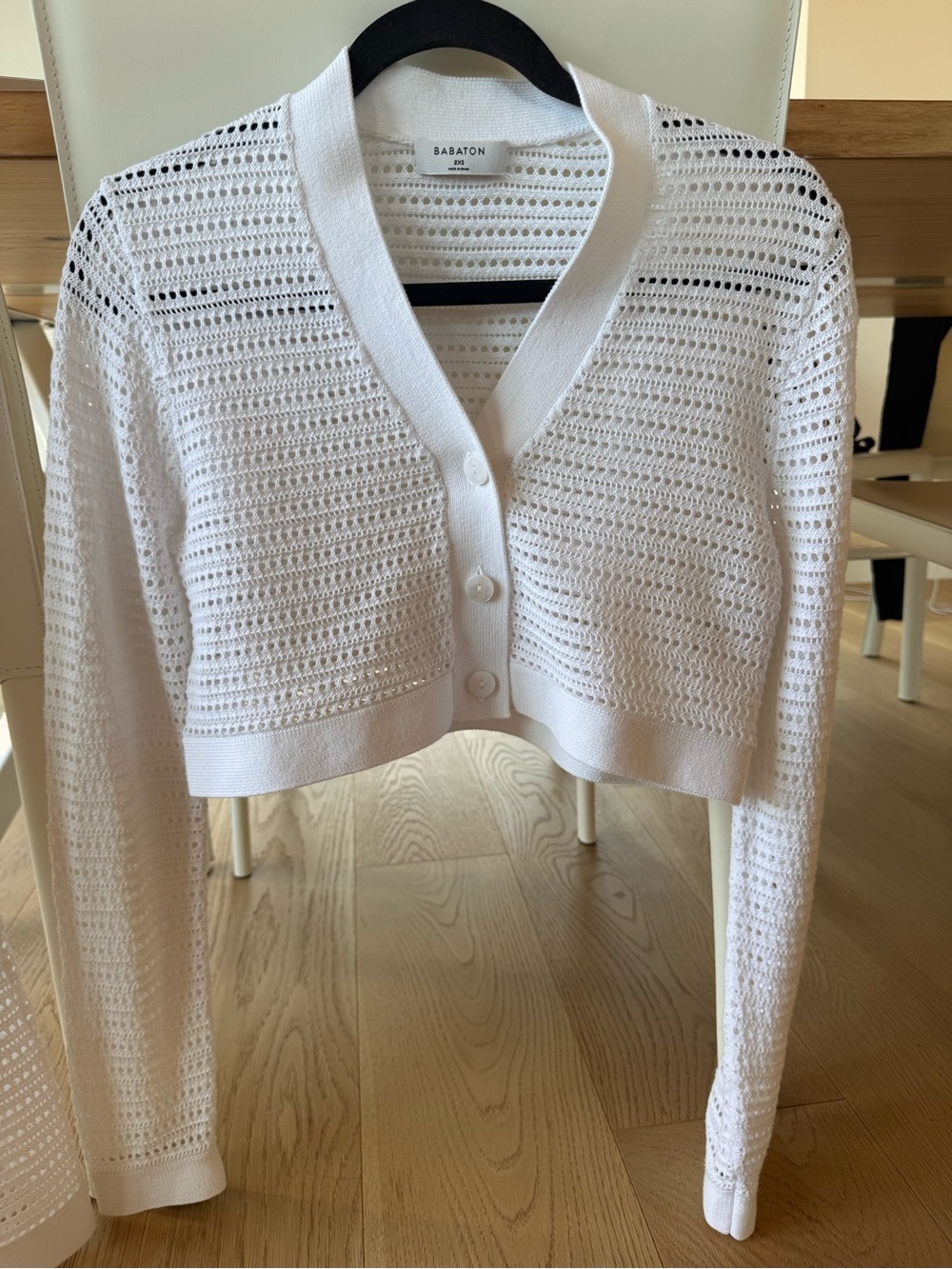 Babaton White Crochet SET Cropped Cardigan & Skirt - Picture 3 of 7